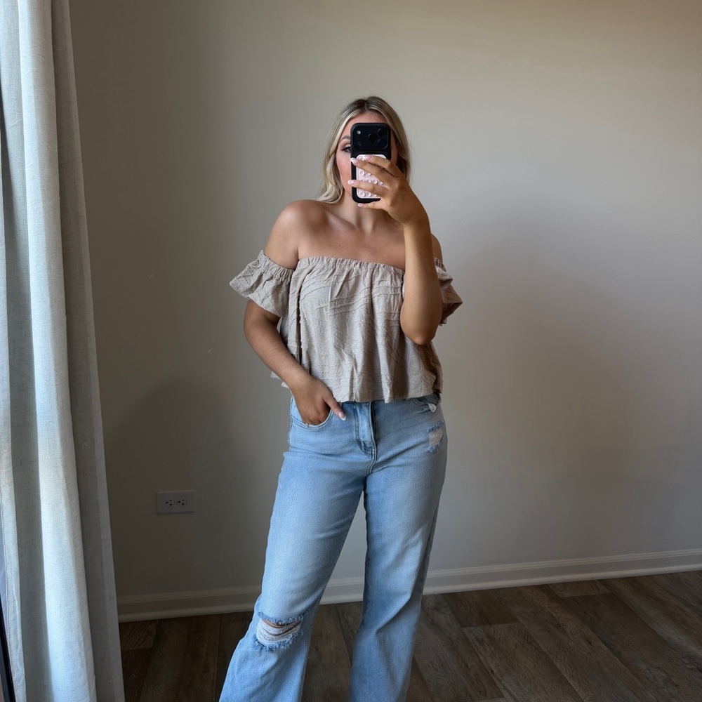 Off-Shoulder taupe top